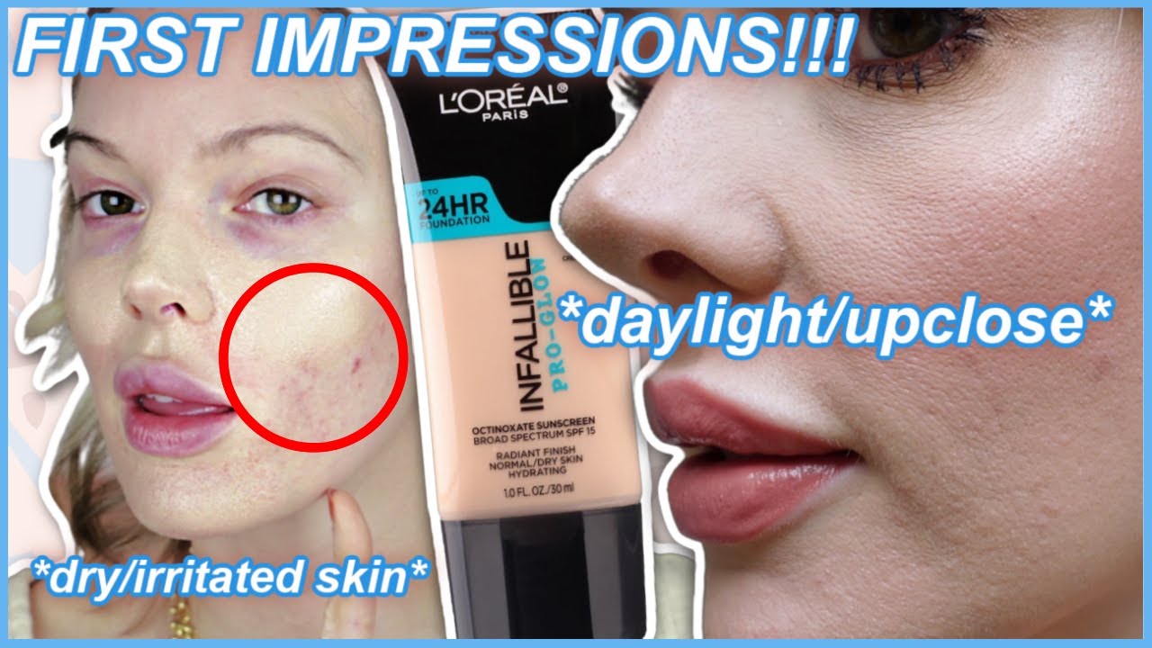 L'OREAL INFALLIBLE PRO GLOW FOUNDATION REVIEW *wear test on dry skin* // @ImMalloryBrooke