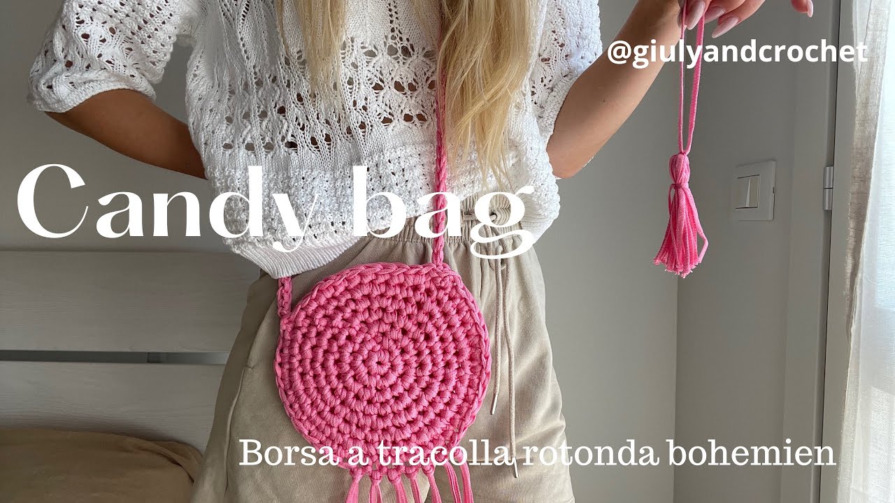 CANDY BAG 🍭 borsa tracolla rotonda | borsa facile uncinetto | borsa bohemien