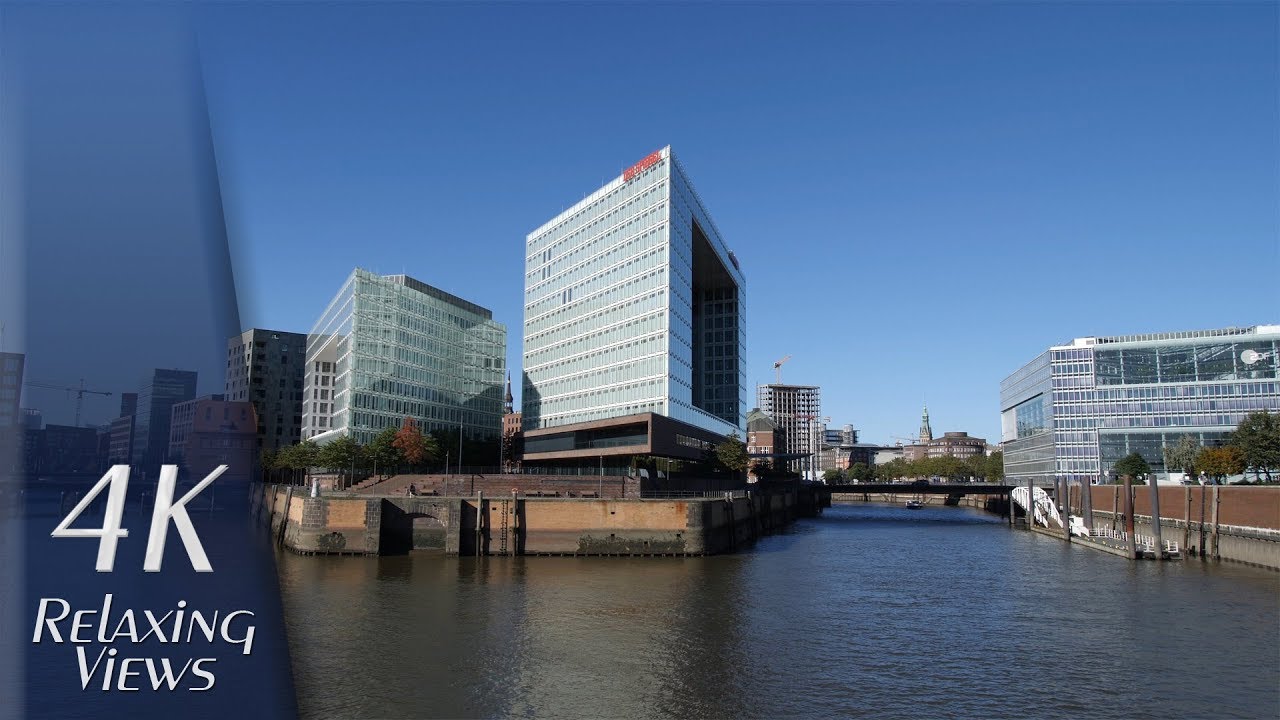 4K UHD Relaxing Video: Hamburg, Germany - HafenCity, Hafen (Harbour)