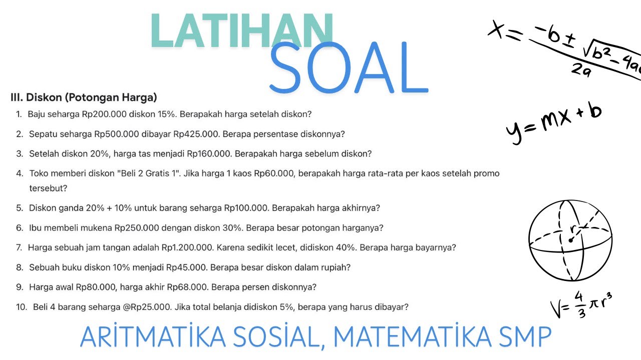 Diskon, Aritmatika Sosial, Matematika SMP
