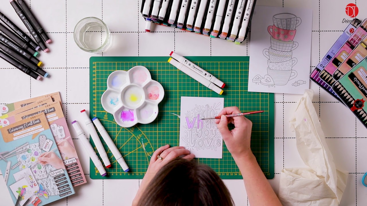 Kleuren in de Kleur & Knutsel boekjes van Décotime met Twinmarkers, Aquamarkers en potloden