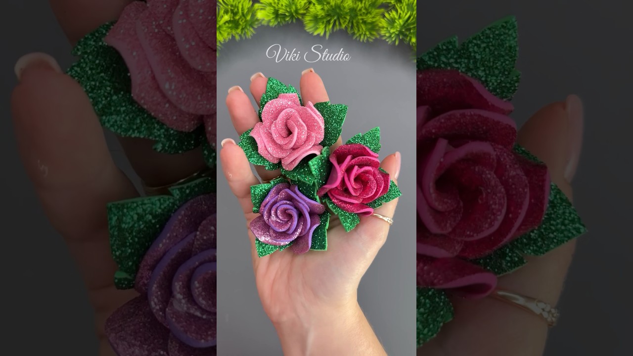 WOW! 🤩 NIESAMOWITY pomysł na wykonanie r&oacute;ż z brokatowej pianki #diy #easycraftideas #shorts