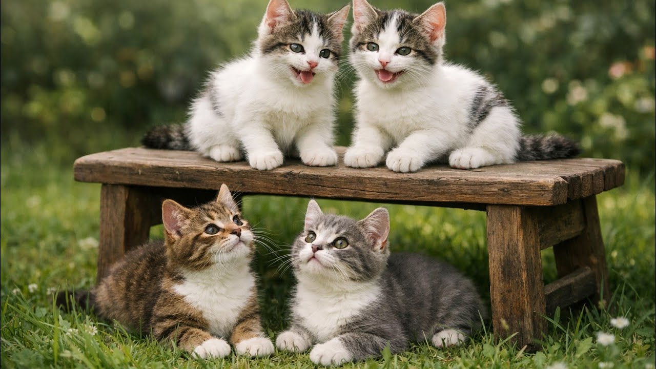 😻🌿Cute Kittens Playing in the Garden | Natural Cat Meowing ASMR for Relaxation & Stress Relief