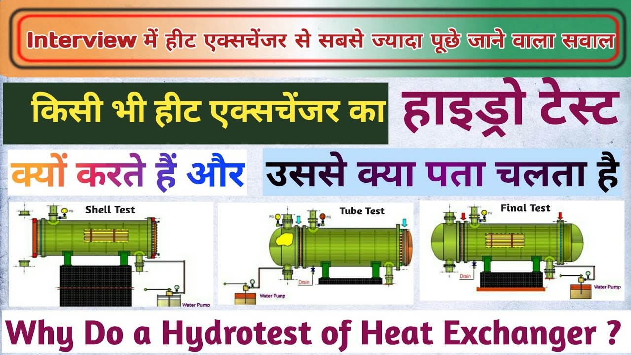 Heat Exchanger hydro test Questions in Interview | हीट एक्सचेंजर का हाइड्रोटेस्ट क्यों करते हैं