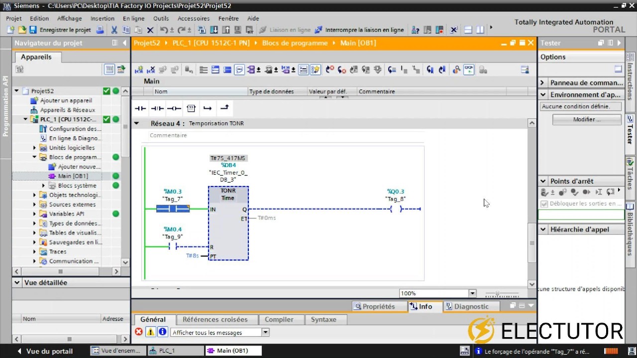 Temporisations TON, TOF, TP et TONR sur TIA Portal (Automate Siemens) | Programmation Ladder