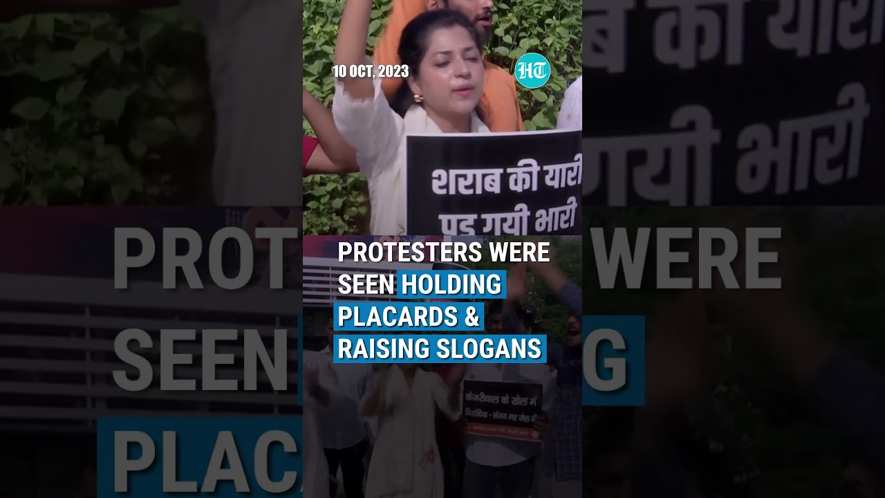 BJP Workers Protest Against Kejriwal Over Delhi Liquor Policy Scam