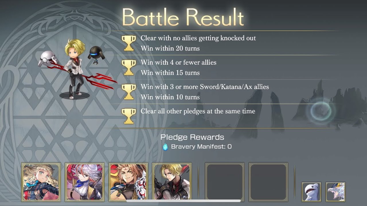 Another Eden - Cetie Manifest Tempering Challenge     - Sword/katana/Ax and Wind/Water Pledge