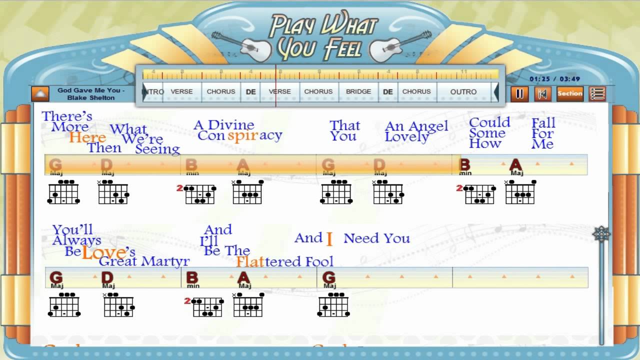 God Gave Me You - Blake Shelton - Guitaraoke - Chords & Lyrics, Tabs, Karaoke - playwhatyoufeel.com