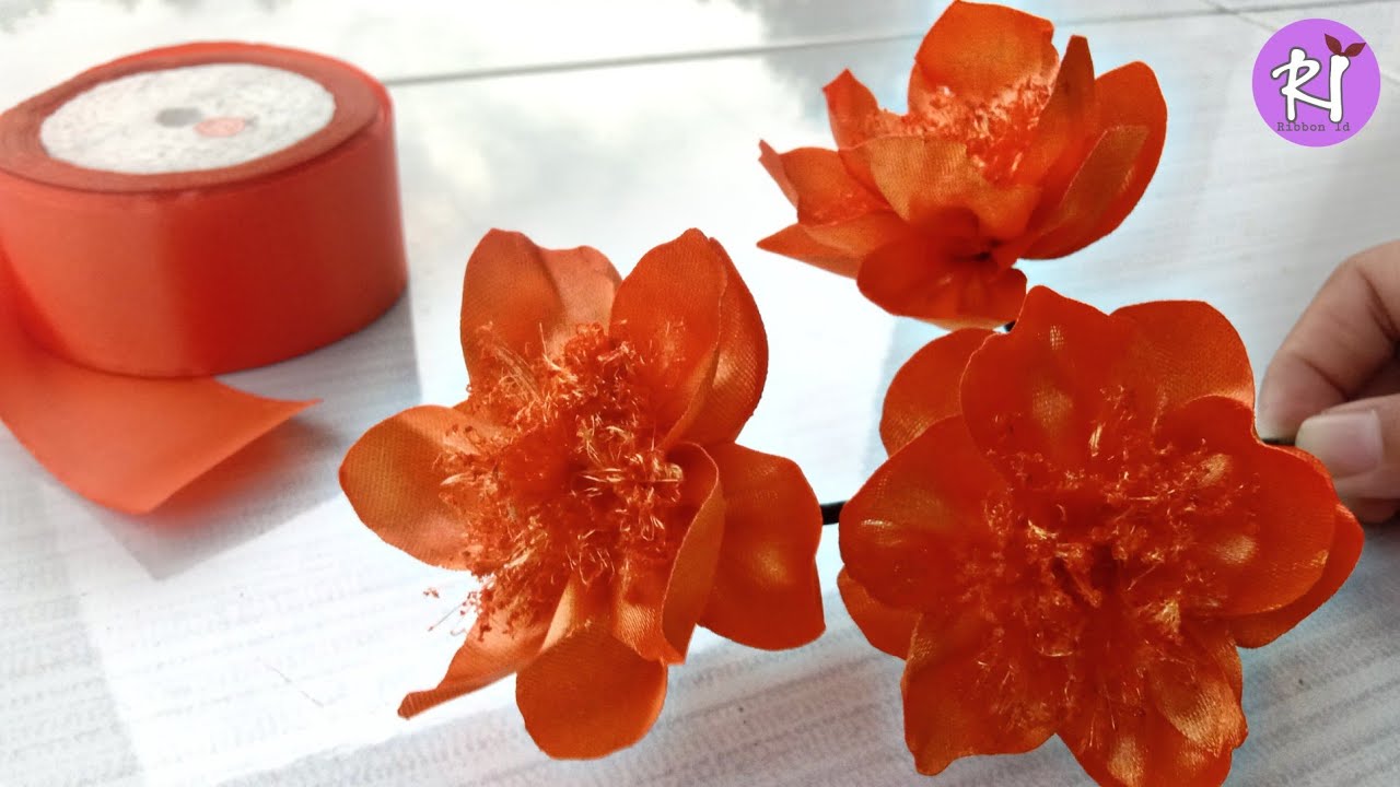 DIY | How to make satin ribbon flower easy | plum blossom / Meihua Flower | Satin ribbon flower