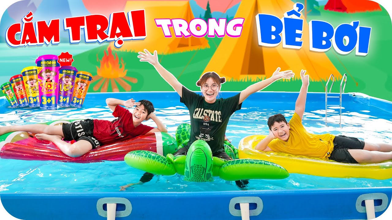 Cắm Trại Trong Bể Bơi Theo Màu Nhân Vật ♥ Minh Khoa TV ft Xúc Xích Heo Cao Bồi