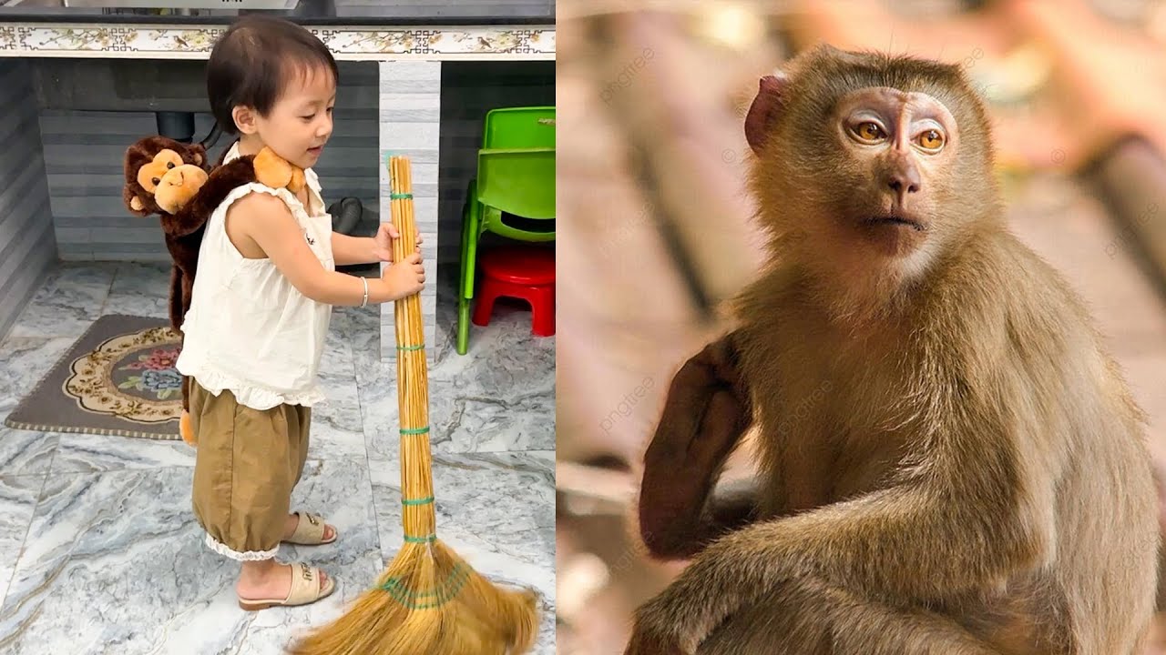 Diem carries a stuffed monkey on her back like Monkey Kaka