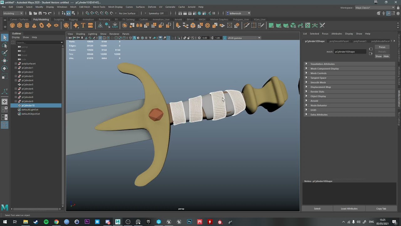Student Help - Layered Leather Bindings with ShrinkWrap and Subdivison (Maya, Substance Painter)