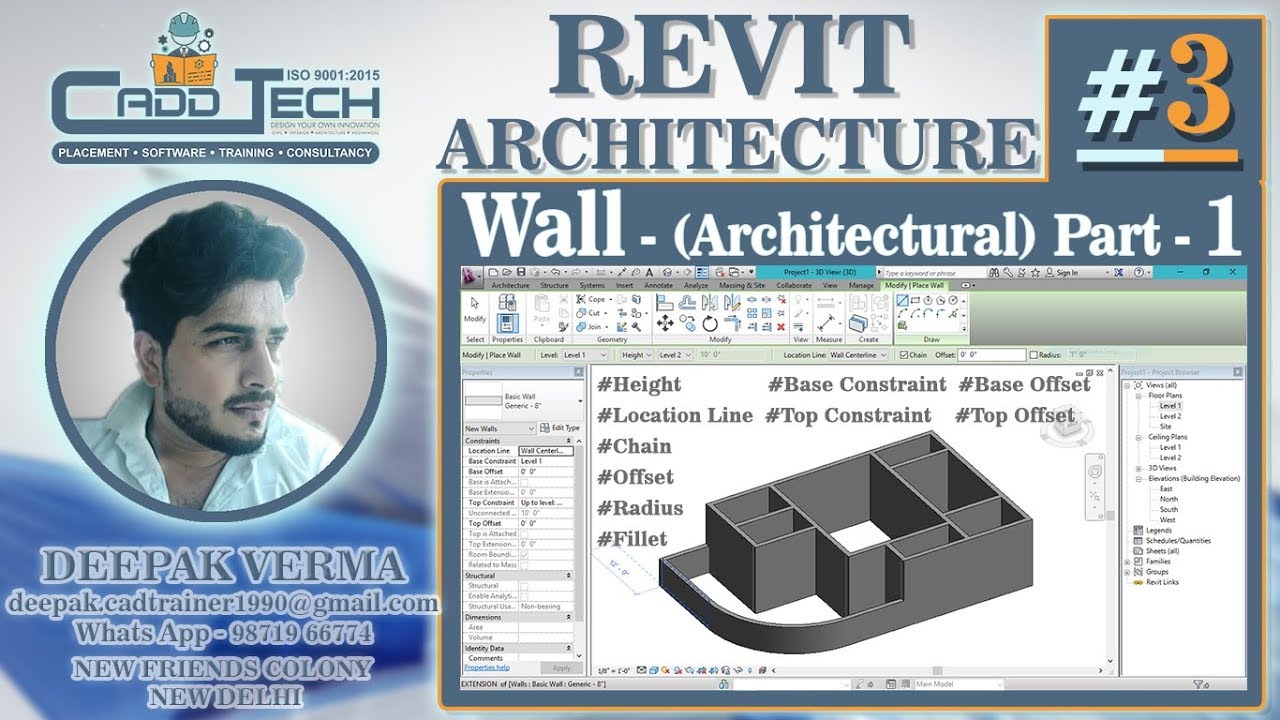 #3 | Create Wall In Revit  | Adjust Height of Wall | Revit Architecture @DeepakVerma_cad