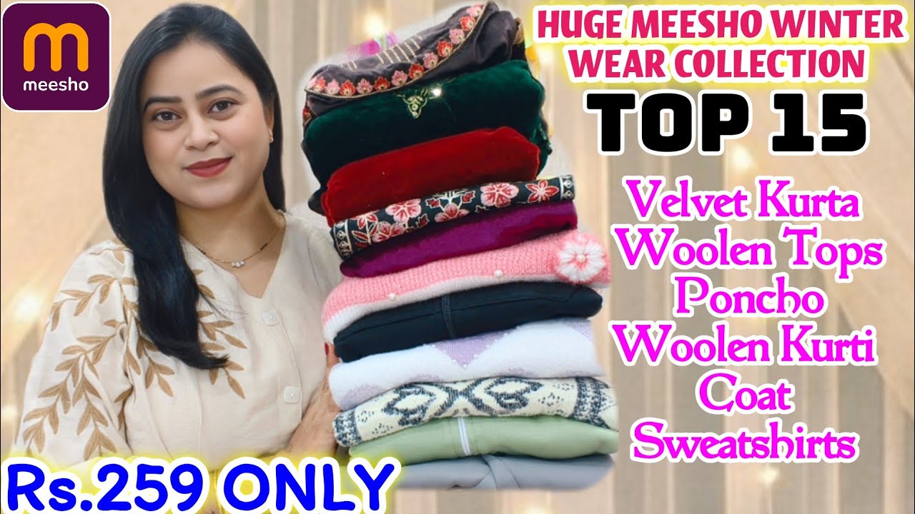 🥰Meesho TOP 15 Winter Wear Collection Starting Rs.349🥰Velvet Kurta Sets/Cardigan/Woolen Tops #meesho