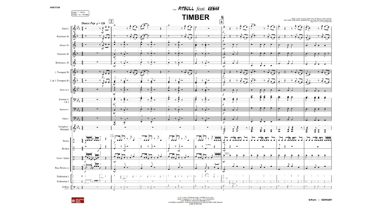 TIMBER | für Marching Band | 'Pitbull feat. Ke$ha' 