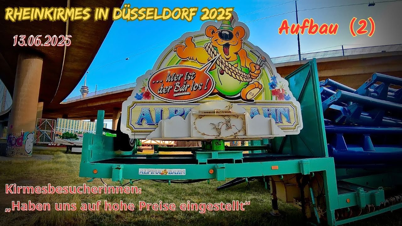 Rheinkirmes D&uuml;sseldorf 2025 Aufbau+Rundgang②Alpina-Bahn🎢gr&ouml;&szlig;te transportable Achterbahn der Welt🌍