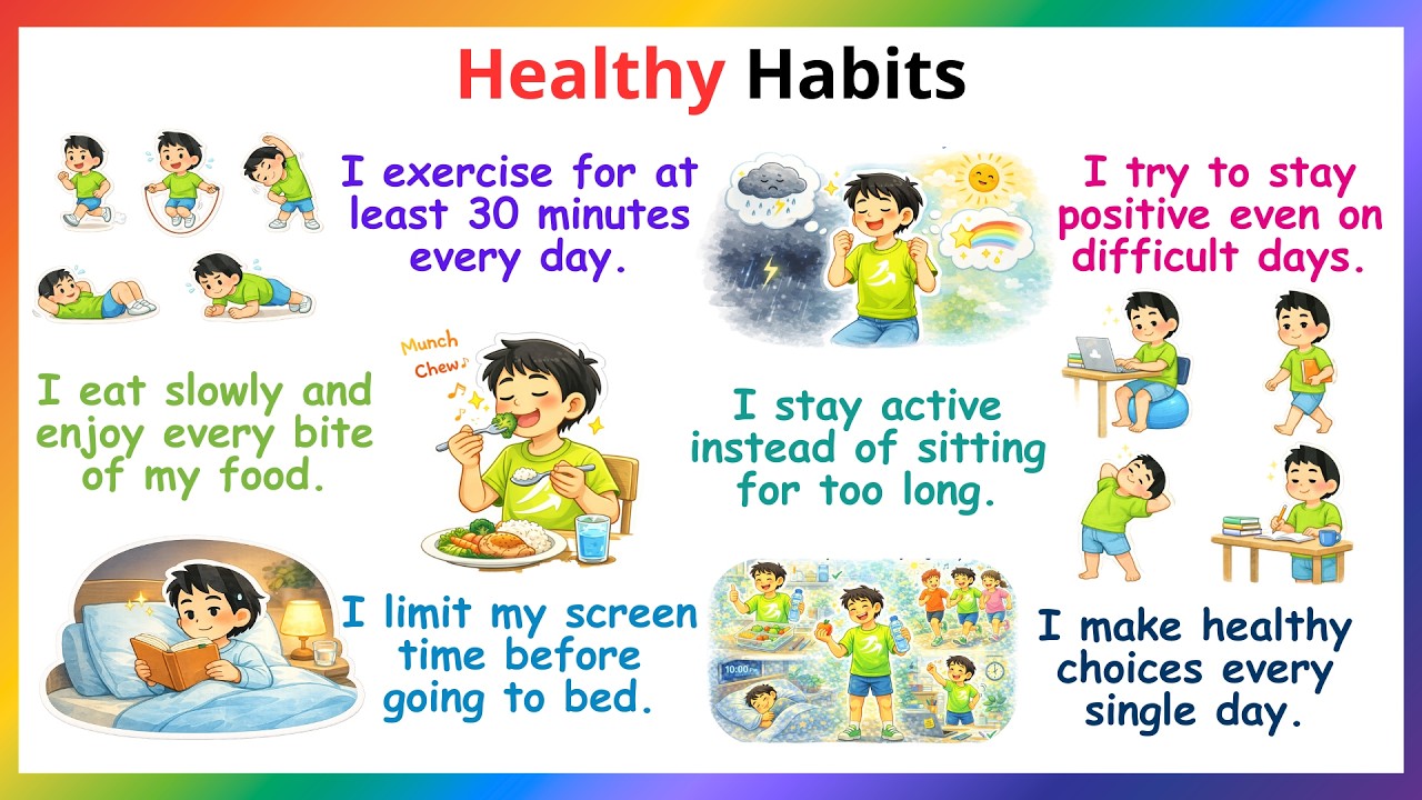 Healthy Habits | Speak English With Kids | Spoken English for kids | Daily Use English Sentences