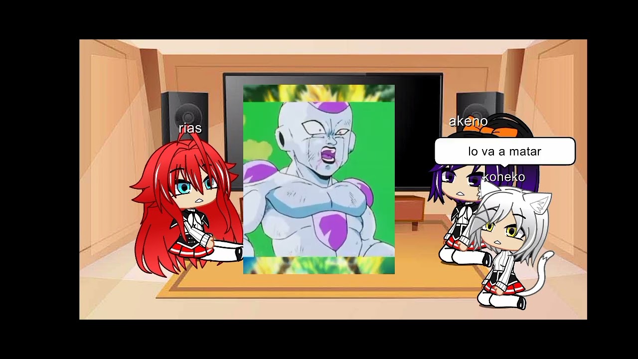 rias, akeno y koneko reaccionan a edits de Goku