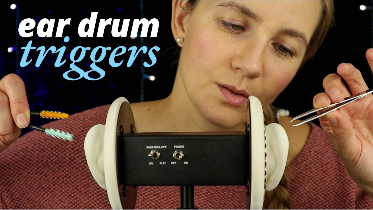 ASMR Binaural Ear Drum Triggers 👂 Massaging, Ear Scratching, Whispering