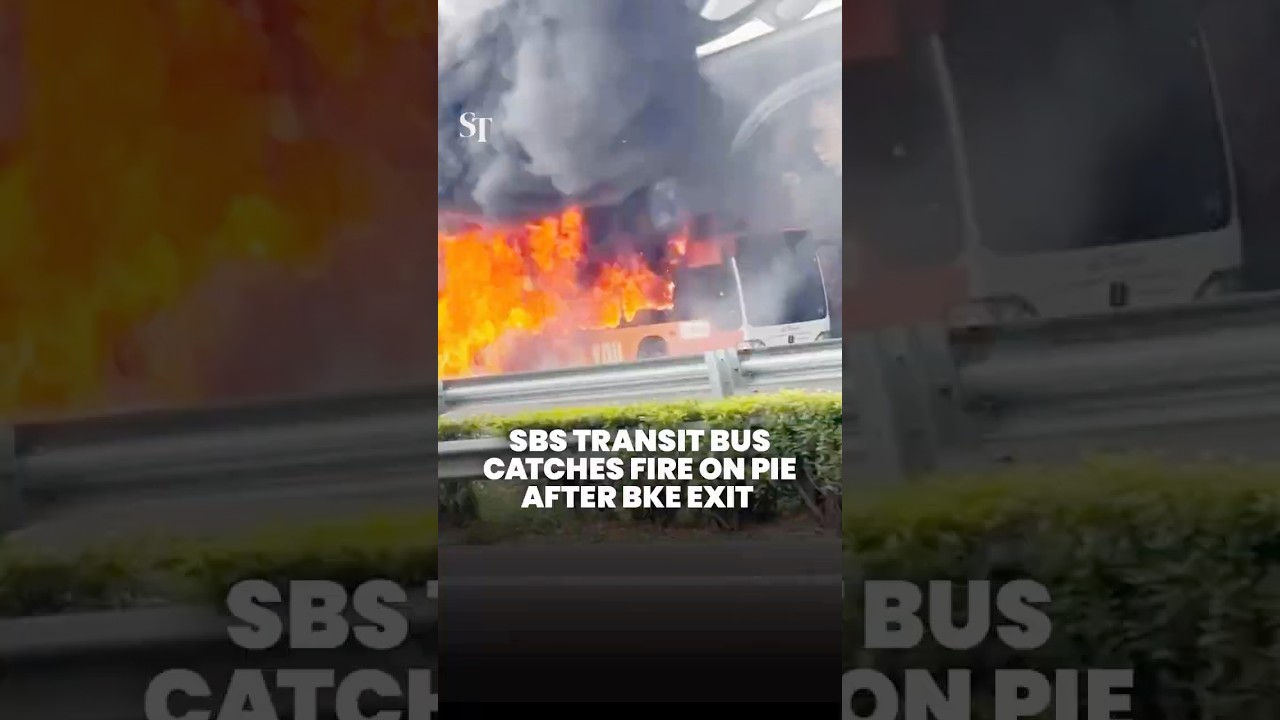 SBS Transit bus catches fire on PIE after BKE exit