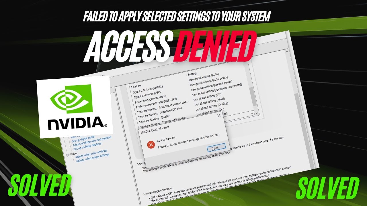 [SOLVED] ''Access Denied. Failed to apply selected settings