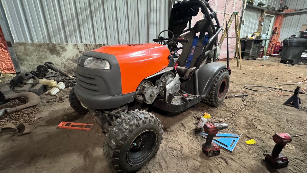Building new exhaust for racing mower, swapping dirt tires for ice, racing tires and more! ￼