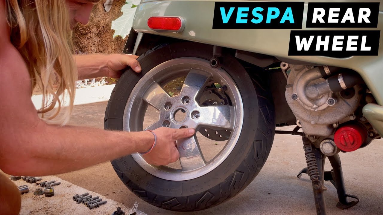Vespa GTS / GTV Rear Wheel Removal / Installation | Mitch's Scooter Stuff