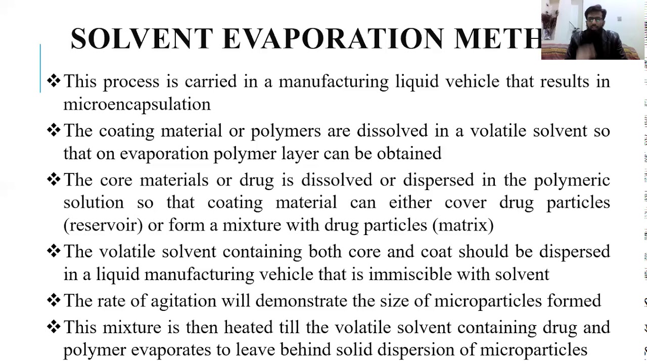 Solvent evaporation method microencapsulation E