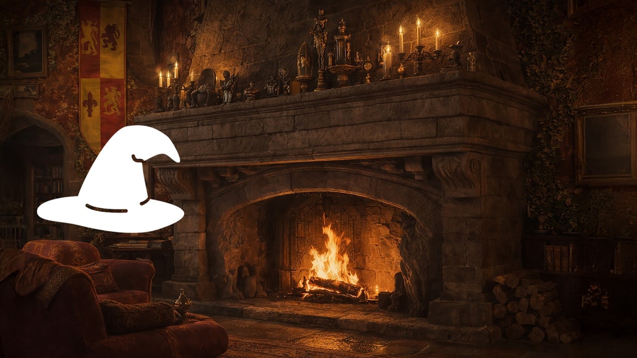 Fireplace Sounds 10 Hours 🦁 Gryffindor Common Room | Cozy Sleep & RPG Ambience
