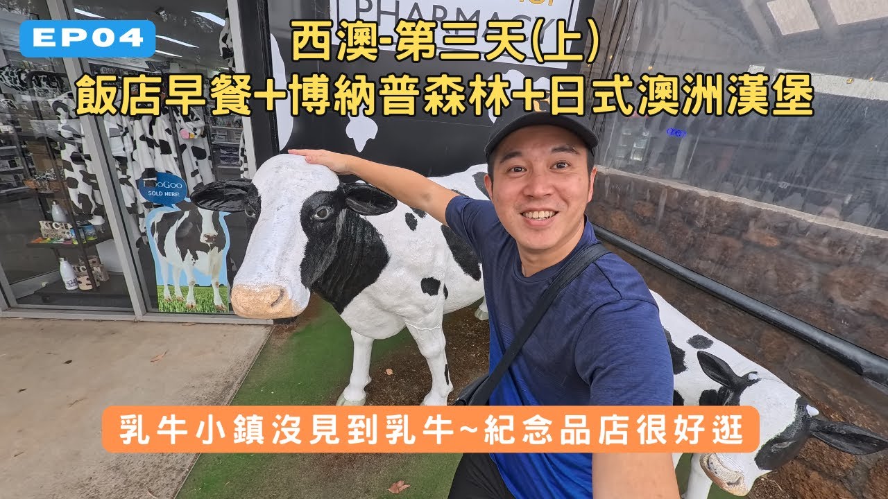 【西澳EP04】第一站逛巨人樹木博納普森林，中午乳牛小鎮逛街及吃日本人開的澳洲漢堡店｜媽手哥媽手嫂（第三天上）