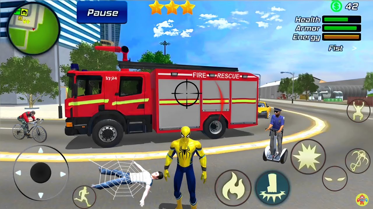 Spider Rope Hero Gangster Crime Simulator Fire Truck in Vegas City - Android Gameplay