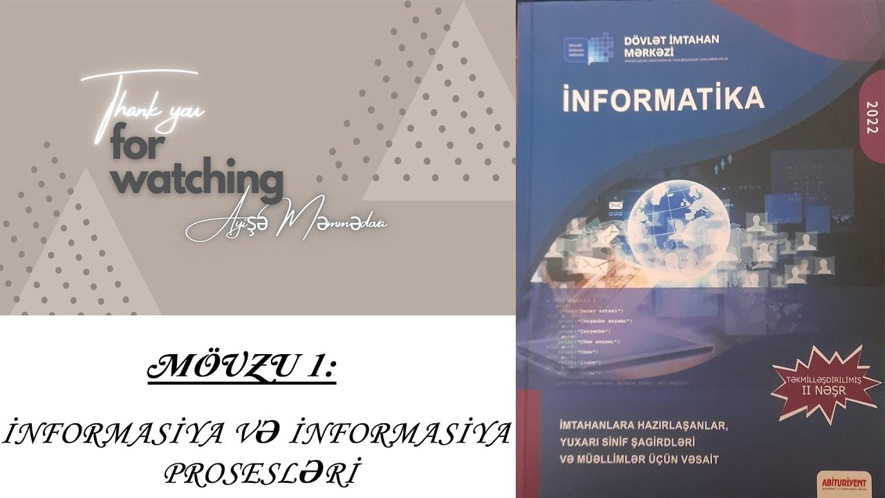 İnformasiya və informasiya prosesləri.  (I B&ouml;lmənin izahı)
