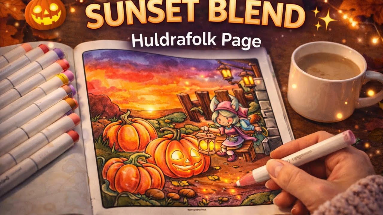 Relax & Color With Me 🎨✨ | Huldrafolk Page 🌲 + Ohuhu Sunset Blending 🌅🖍️