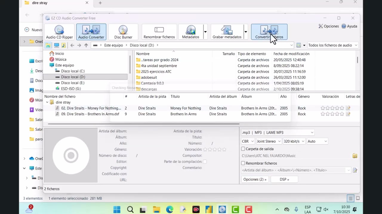 Convertir archivos de audio formato  dsf a mp3 320 para poder reproducirlo en cualquier reproductor