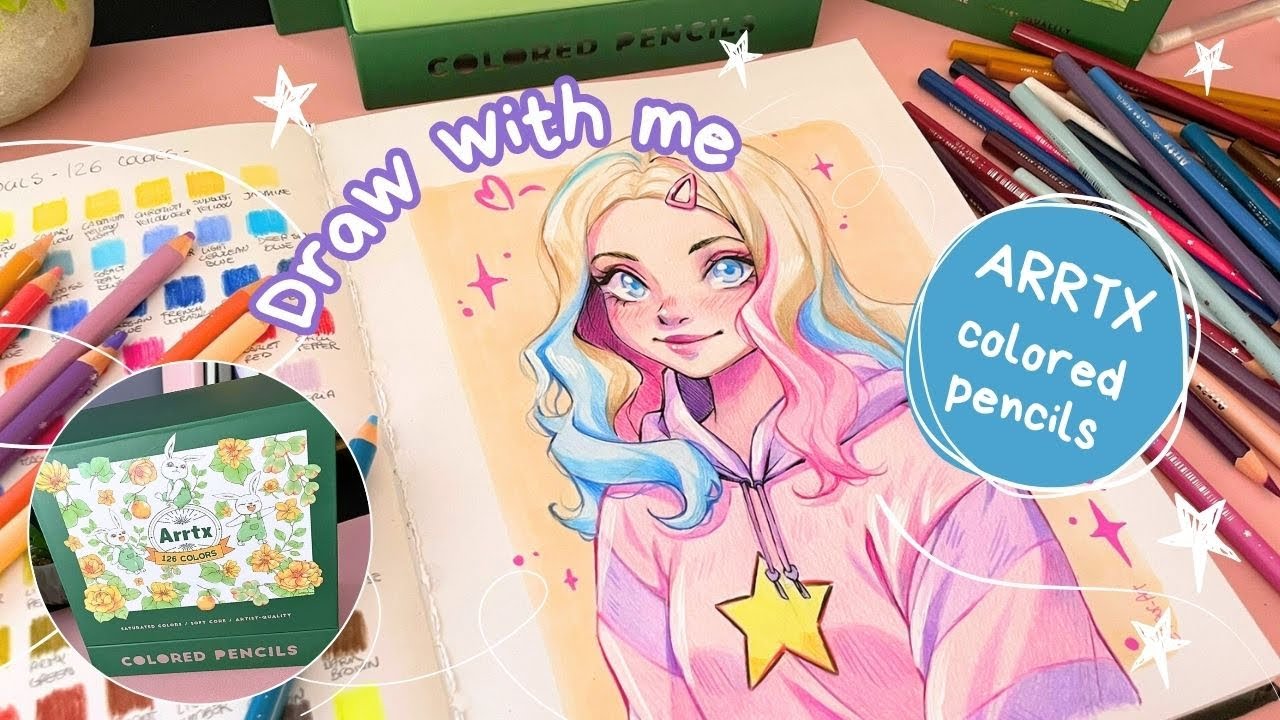 Draw with me!🌸Trying out new Arrtx 126-Color Colored Pencils!⭐