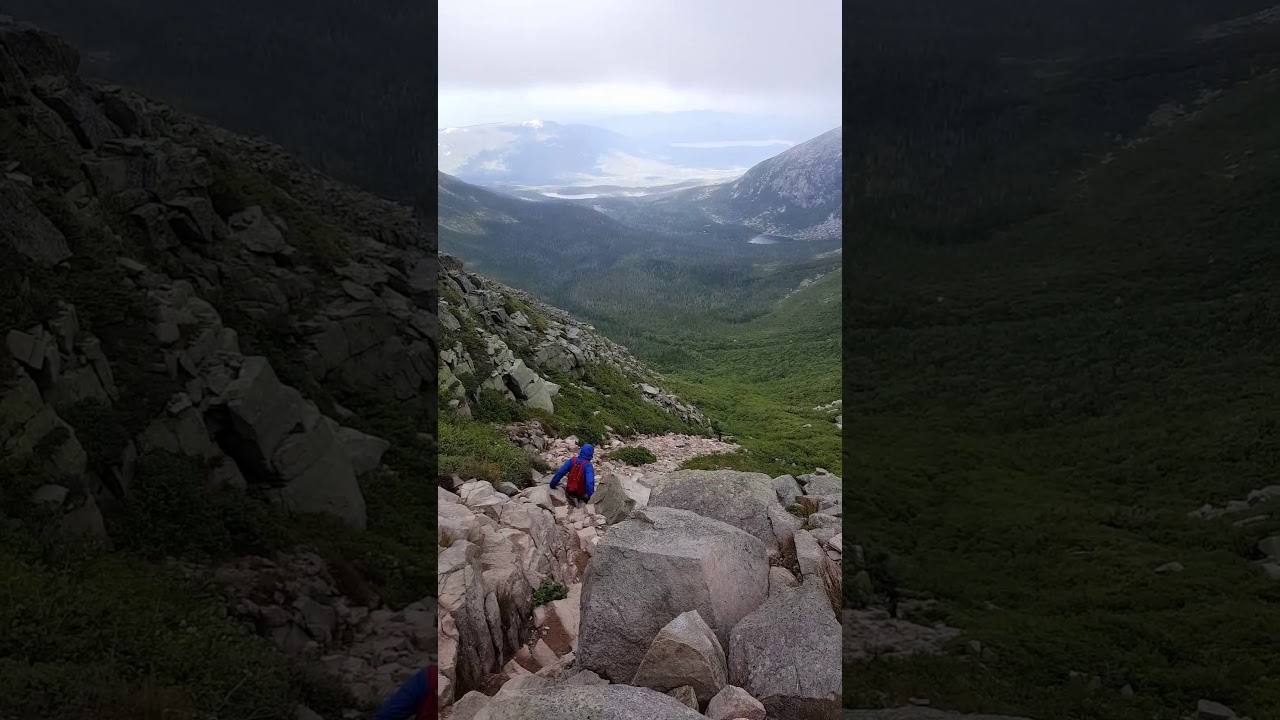 Bob Burgess descends the Saddle Trail on Mt. Katahdin