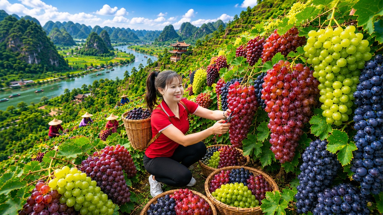 Harvesting 100KG+ Rare Wild Grapes & Selling at the Market | Traditional Premium Grape Wine Recipe