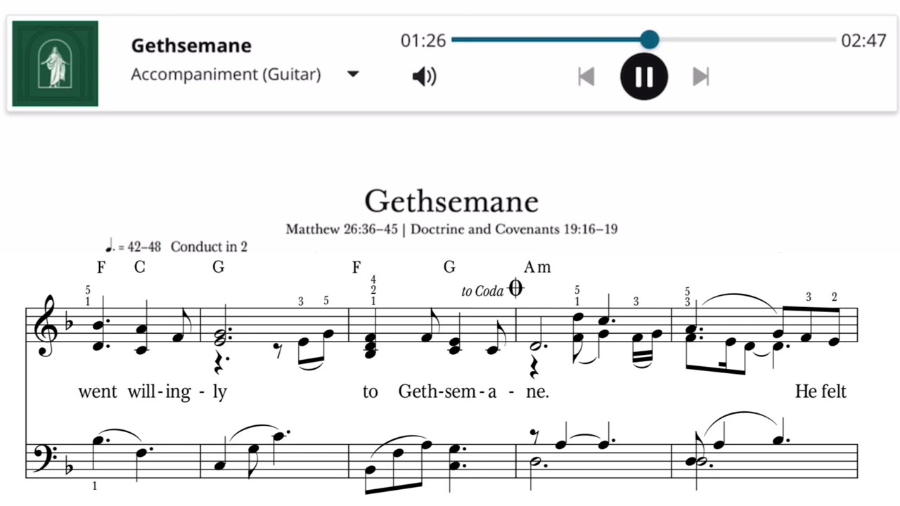 1009 Gethsemane | Fingerstyle Guitar Accompaniment with Guitar Chords and Sheet Music