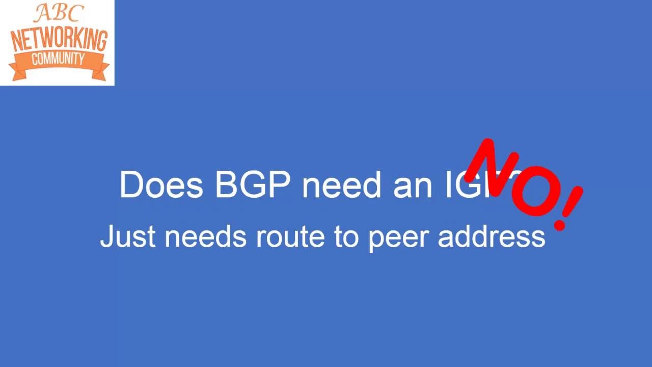 The BGP peer statement OR Does iBGP need an IGP? - BGP in Depth 2