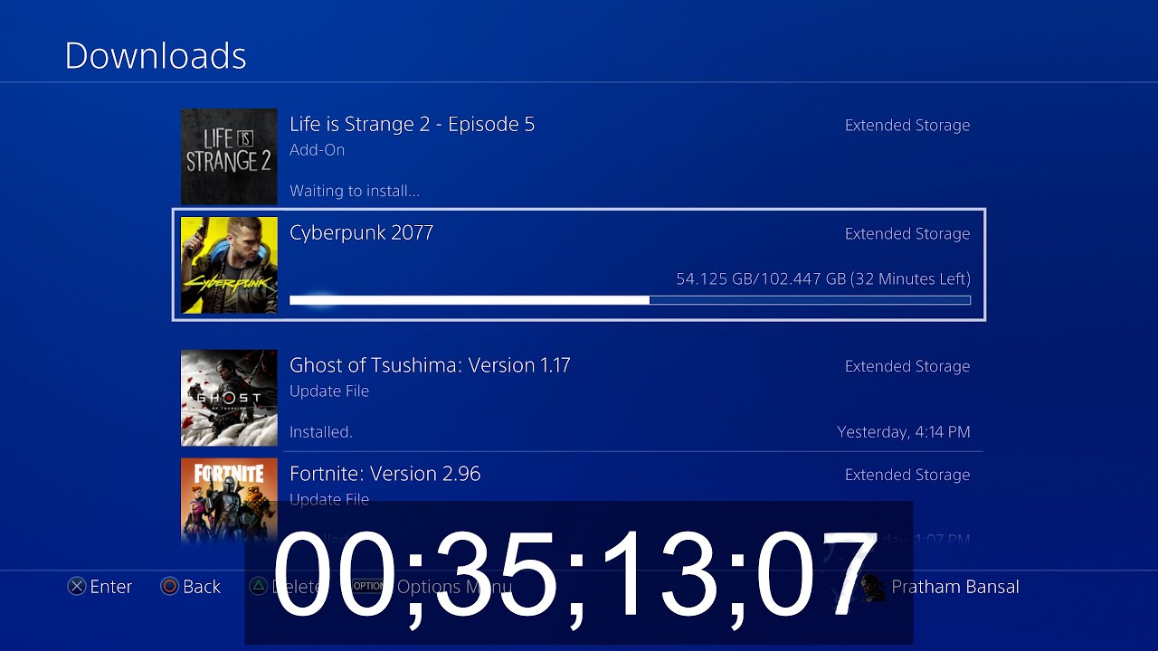 Downloading Cyberpunk 2077 at 300Mbps on PS4 Pro (Tata Sky Fiber Optics Internet)