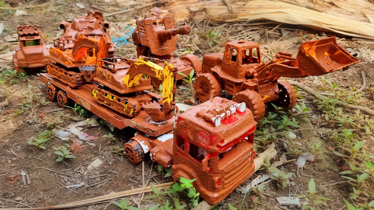 Find & Clean Muddy Toys, Concrete Mixer Trucks, Container Trucks, Ambulances, tanks, Police Cars