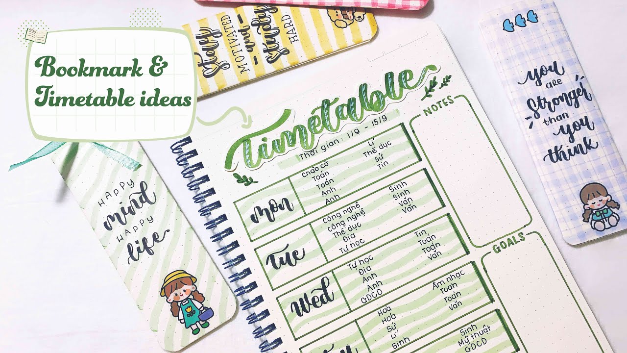[Calli & Bujo] Gợi ý trang trí bookmark (đánh dấu trang) và timetable (thời khóa biểu) siêu xinh
