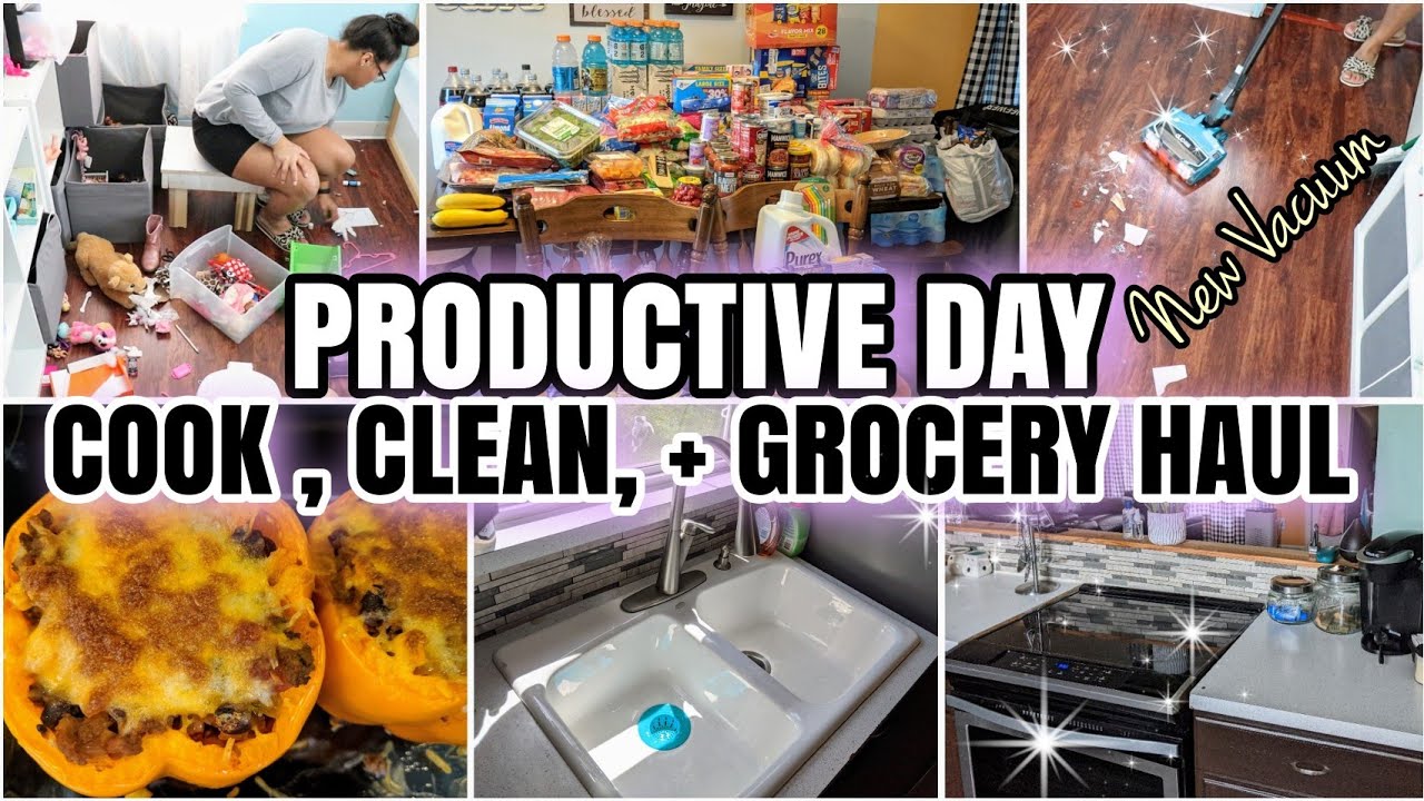 ALL DAY CLEAN WITH ME 2020 🏠 SAHM PRODUCTIVE DAY | grocery haul, cleaning, cooking @momlikely