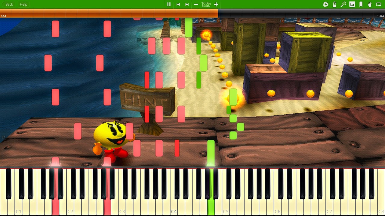 Pac-Man World - Buccaneer Beach [Synthesia Piano Tutorial]