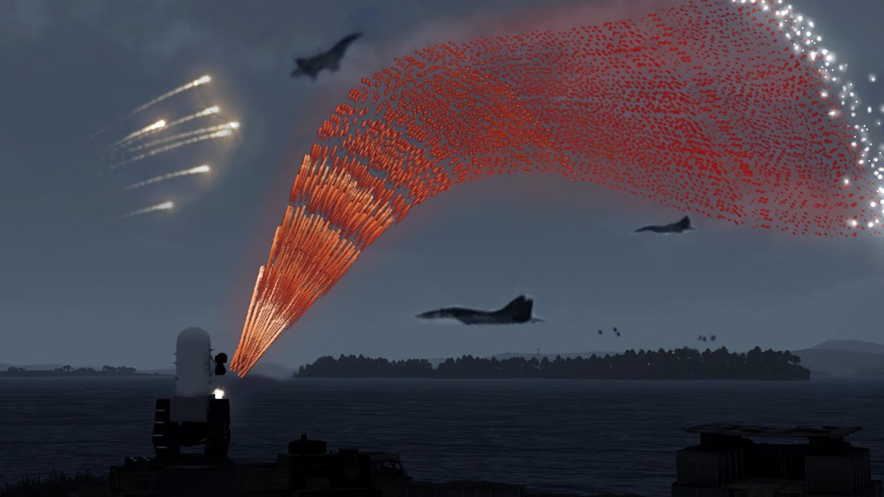 4,500 RPM C-RAM System vs 4x Fighter Jets - Phalanx CIWS - Military Simulation - ArmA 3 Gameplay