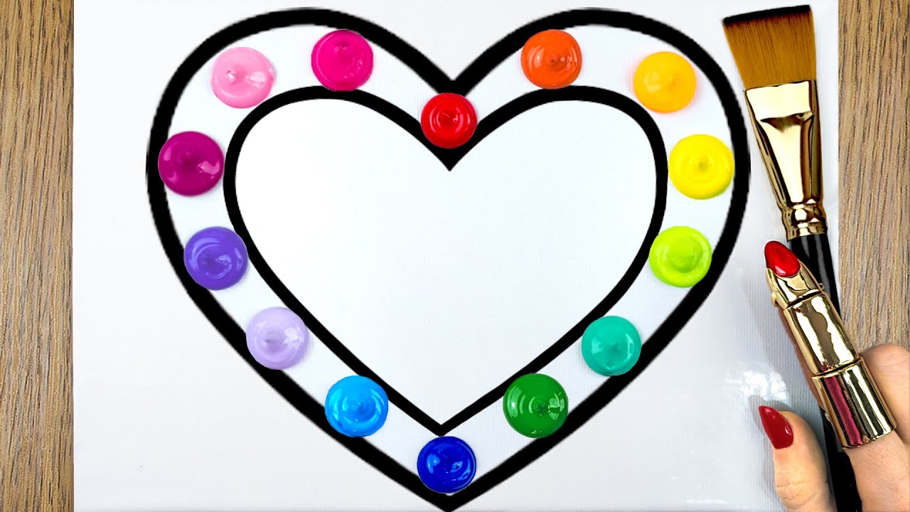 WOW! Easy Rainbow Heart Acrylic Painting Tutorial Anyone Can Do!