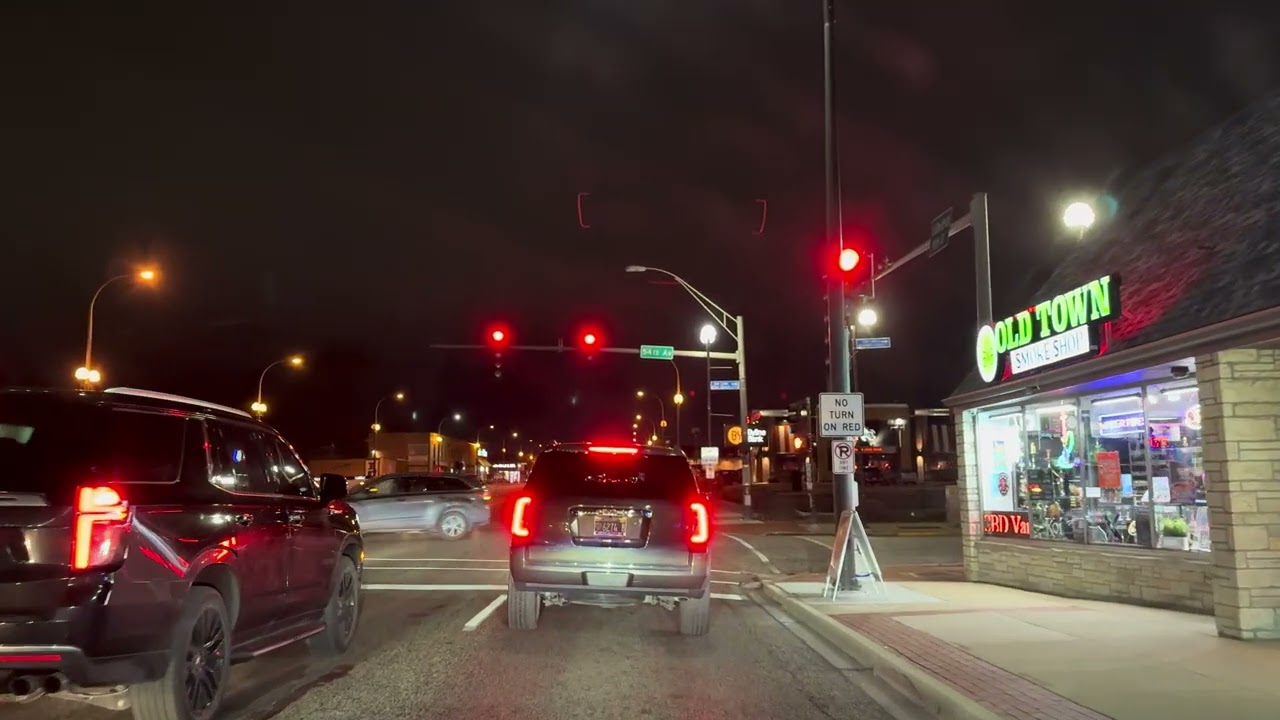 Night drive Oak Lawn, IL 4k