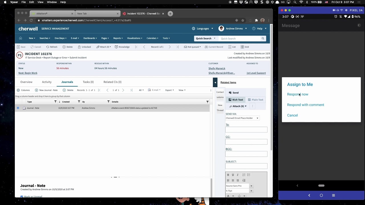 Incident Resolution with xMatters and Cherwell