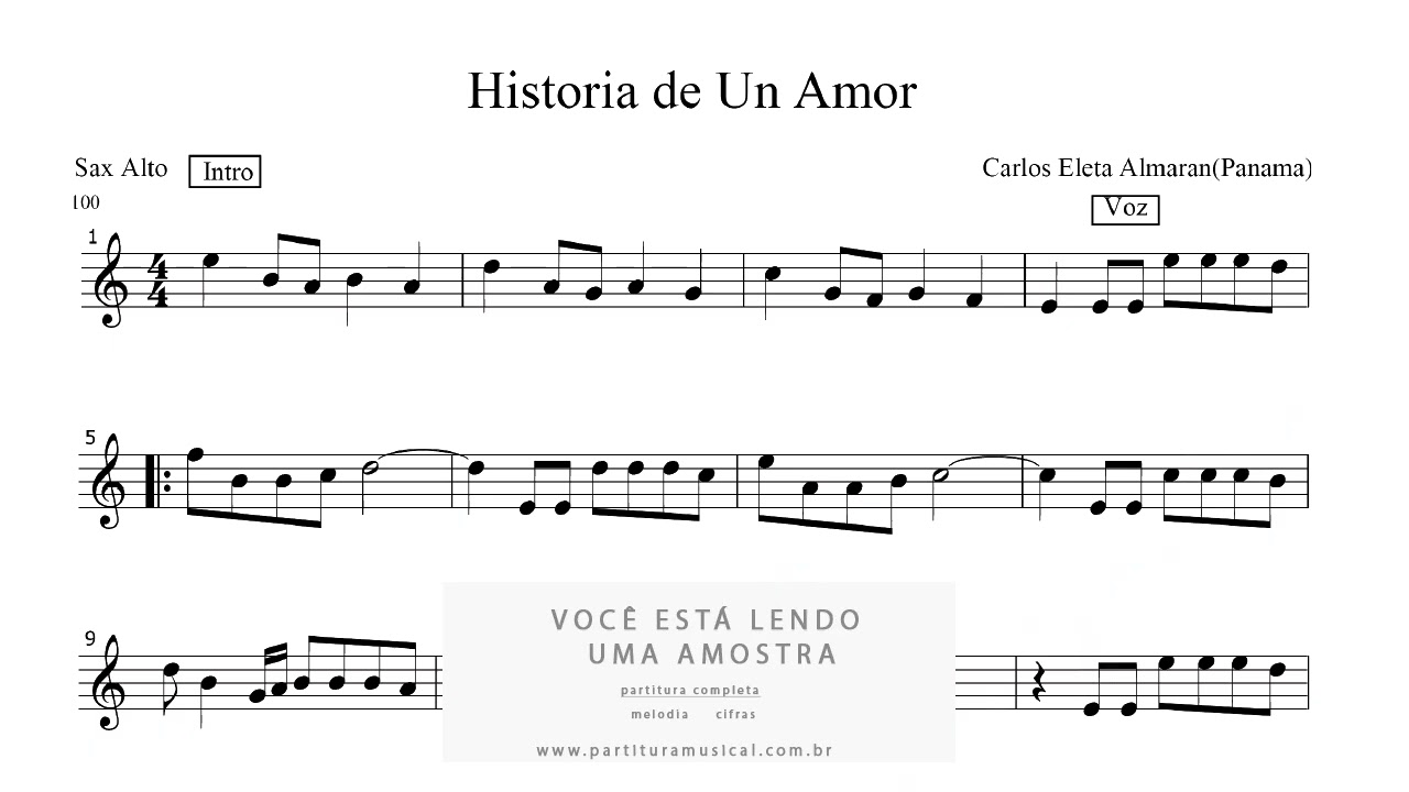 Partitura de Sax Alto Historia de Un Amor - Carlos Eleta Almaran