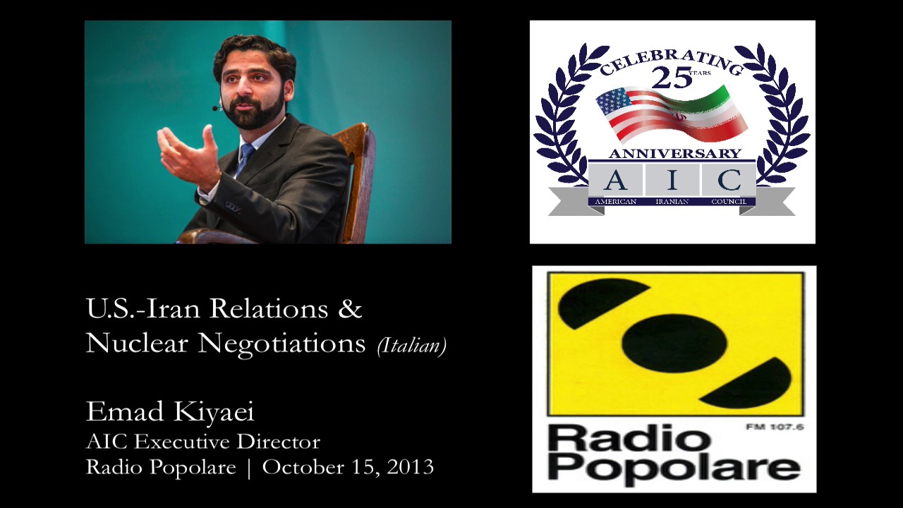 Radio Popolare: Emad Kiyaei on Iran-U.S. Relations
